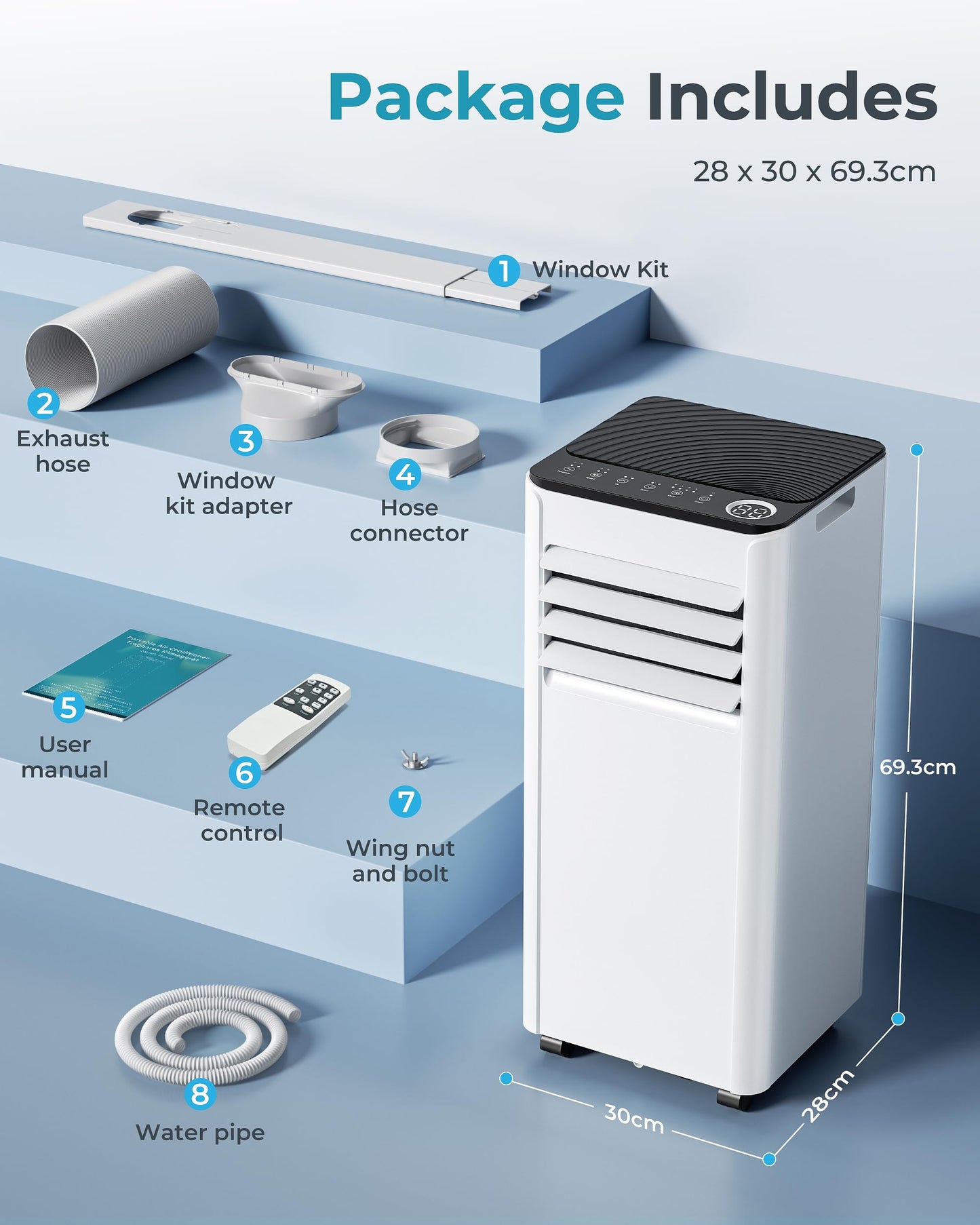 Air Conditioning Unit - Portable Air Conditioner 9000 BTU, 4-in-1 Energy Efficient Cooling & Dehumidifier, Quiet Operation