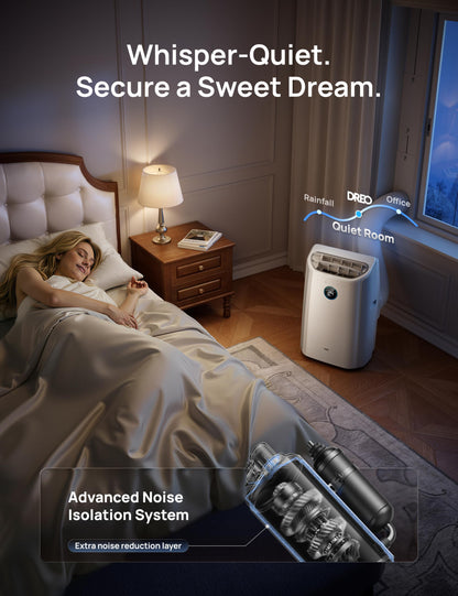 DREO 10000 BTU Portable Air Conditioner, 3-in-1 Cool/Fan/Dry Quiet AC Unit for Bedroom/Office, Smart App/Voice/Remote Control