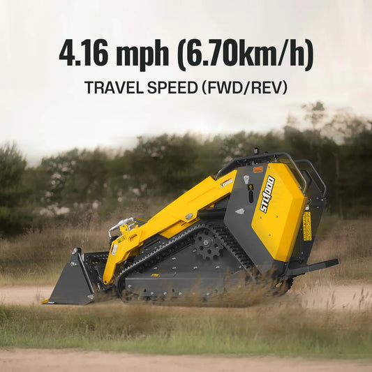Mini Skid Steer Stand On Compact Track Loader ( 4 in 1 bucket included ) with 25HP KUBOTA D1105 Diesel Engine, Common Industry Interface (CII), CROBA  STL1000