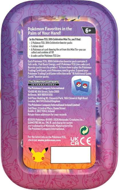 Pokémon TCG 30th Celebration Mini Tin Greninja | Includes 2 Booster Packs, Sticker Sheet, Collectible Art Card & Pokémon TCG Live Code Card (PREORDER - Release Date September 16, 2026)