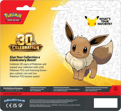 Pokémon TCG 30th Celebration 2-Pack Blister | 2 Booster Packs, Eevee Foil Promo Card & Pokémon Coin | Collectible Trading Card Game Gift for Players & Collectors (PREORDER - Release Date September 16, 2026)