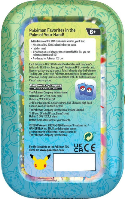 Pokémon TCG 30th Celebration Mini Tin Day Pikachu | Includes 2 Booster Packs, Sticker Sheet, Collectible Art Card & Pokémon TCG Live Code Card (PREORDER - Release Date September 16, 2026)